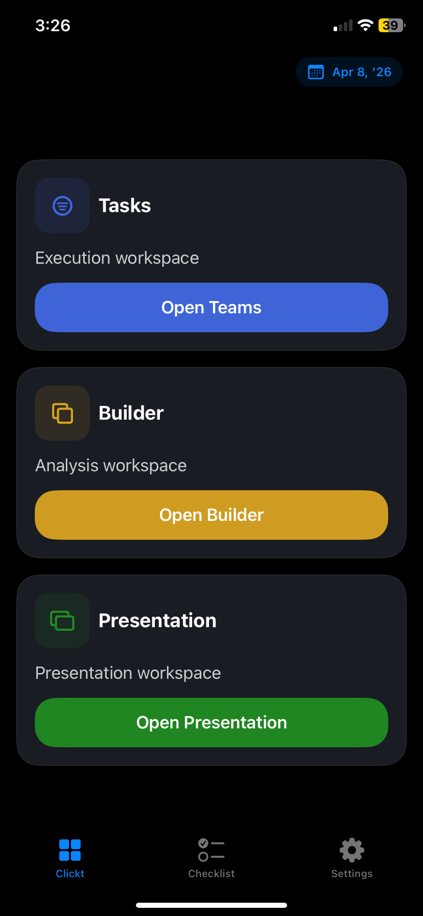 Clickt iPhone homepage preview